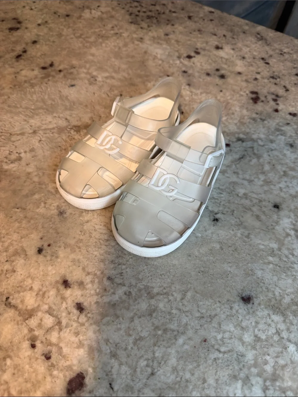 Dolce & Gabbana Kids Cream Jelly Logo Sandals